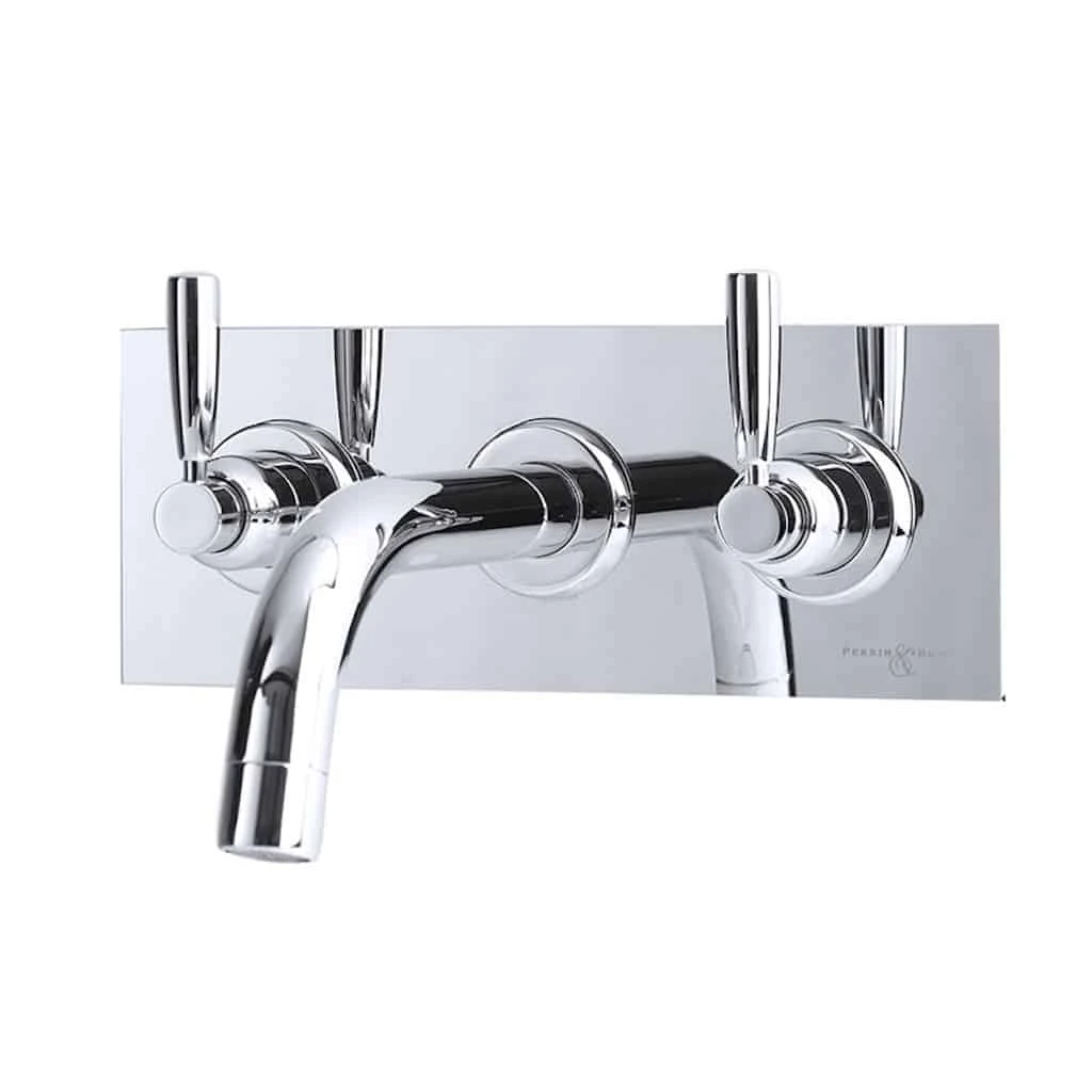 Perrin & Rowe | 3-Hole Wall Mounted Bath Tap Set, Chrome